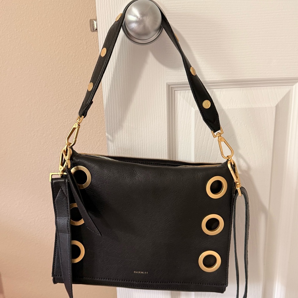 Hammitt Black and Gold Modern Shoulder Bag